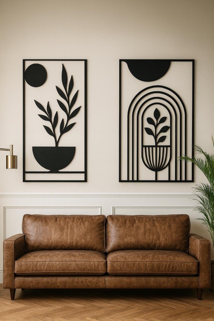 Botanical and geometric laser-cut wall panels